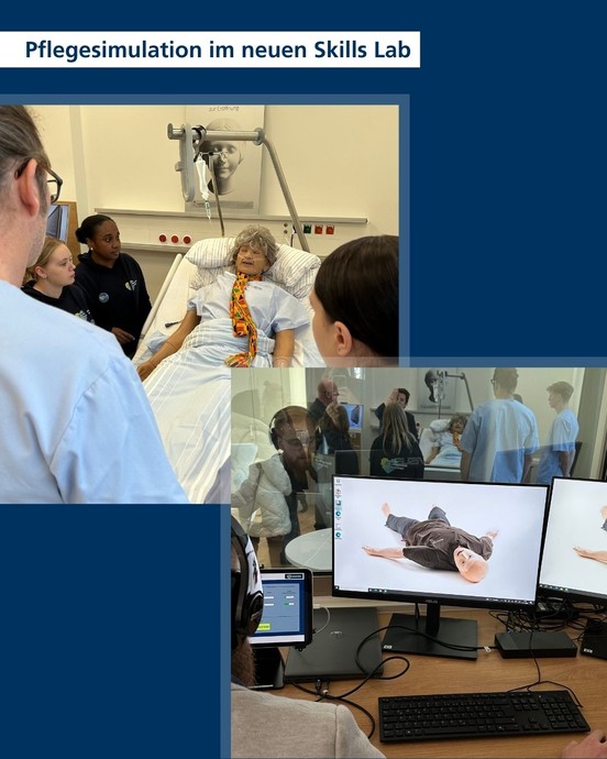 Pflegesimulation im neuen Skills Lab (vergrößerte Bildansicht wird geöffnet)